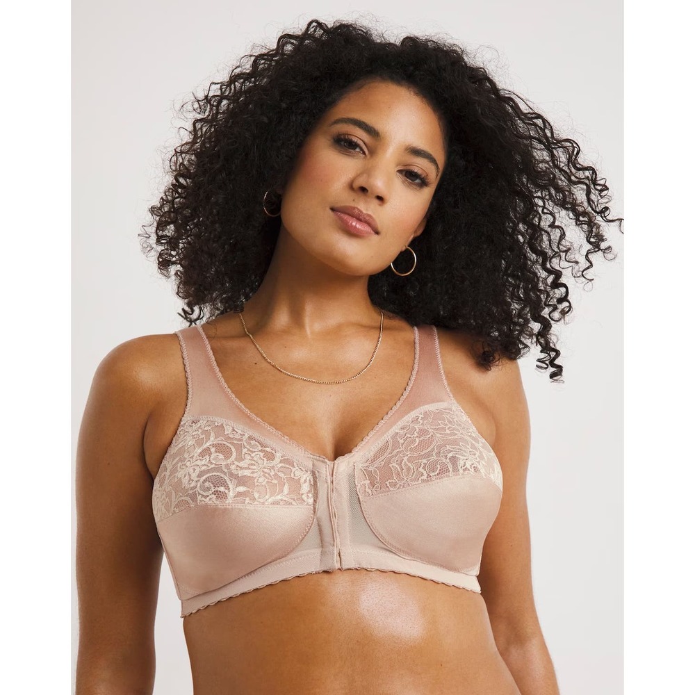 Glamorise MagicLift Front Closure Bra Size‎ 48C Light Pink Wireless Comfortable